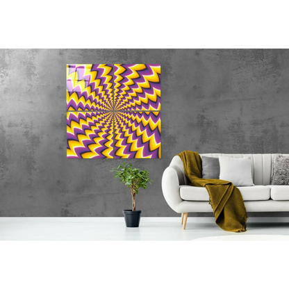 Zigzag Glass Wall Art Panel Set in Purple and Yellow | Contemporary Home Wall Art | vintageantiquesgifts.com
