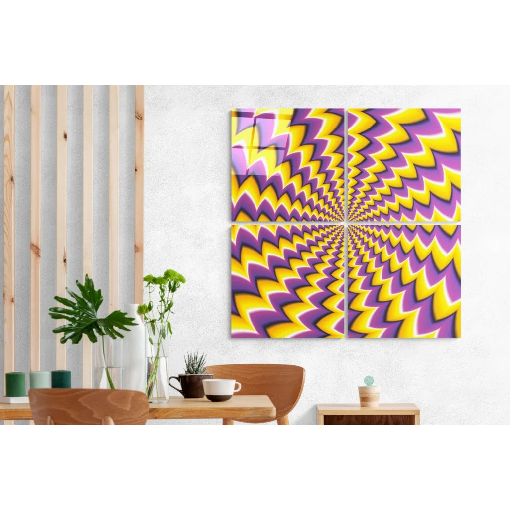Zigzag Glass Wall Art Panel Set in Purple and Yellow | Insigneart USA | vintageantiquesgifts.com