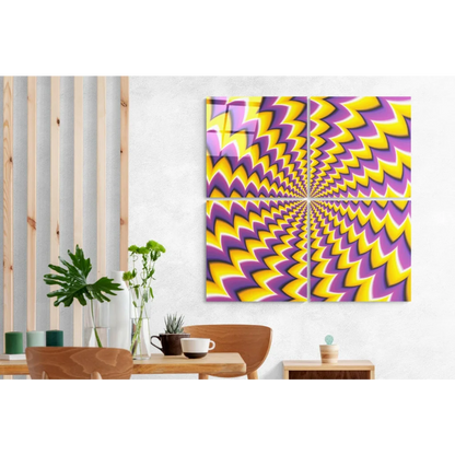 Zigzag Glass Wall Art Panel Set in Purple and Yellow | Insigneart USA | vintageantiquesgifts.com