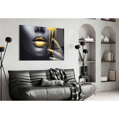 Golden Drip Abstract Portrait Wall Art Canvas | Contemporary Home Wall Art | vintageantiquesgifts.com