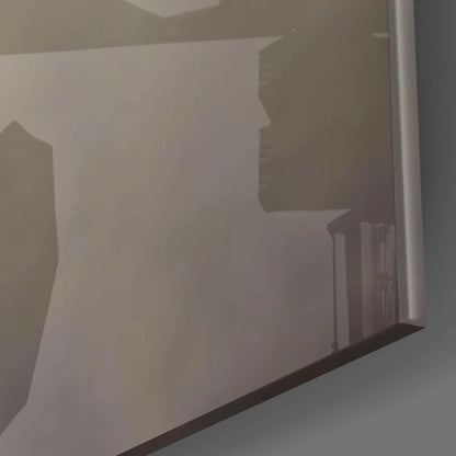 Silver mirror with black frame in Yellow Skull Purple Smoke glass wall art