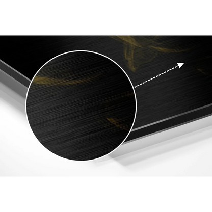Black brushed aluminium dibond wall art with gold accents