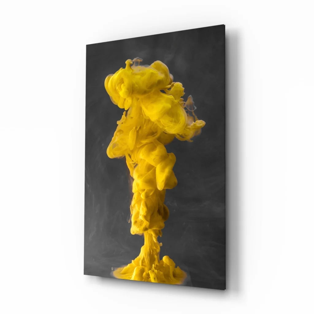 Explosive Yellow Ink Glass Wall Art Canvas Print | Insigneart USA | vintageantiquesgifts.com