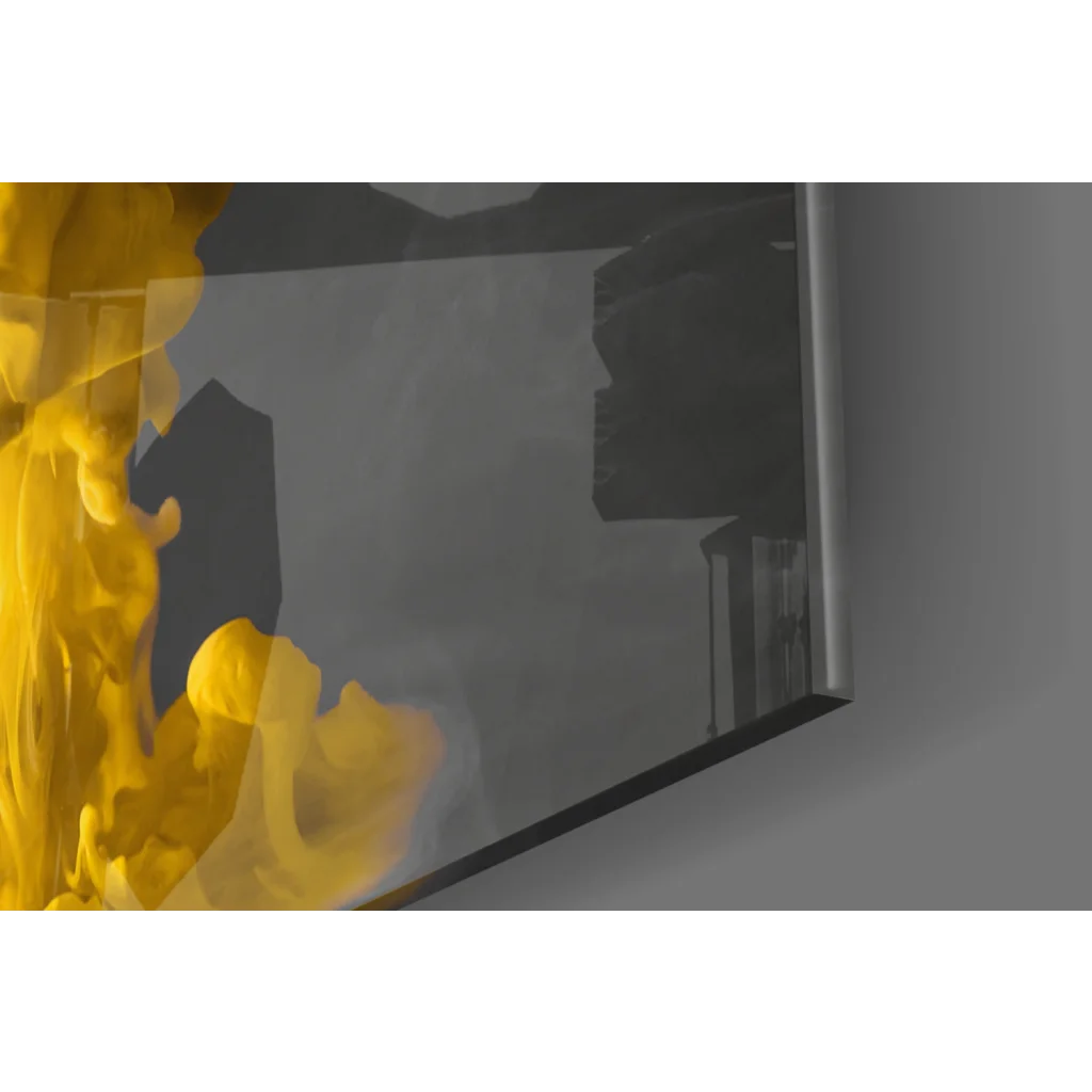 Sleek mirror in Explosive Yellow Ink glass wall art print