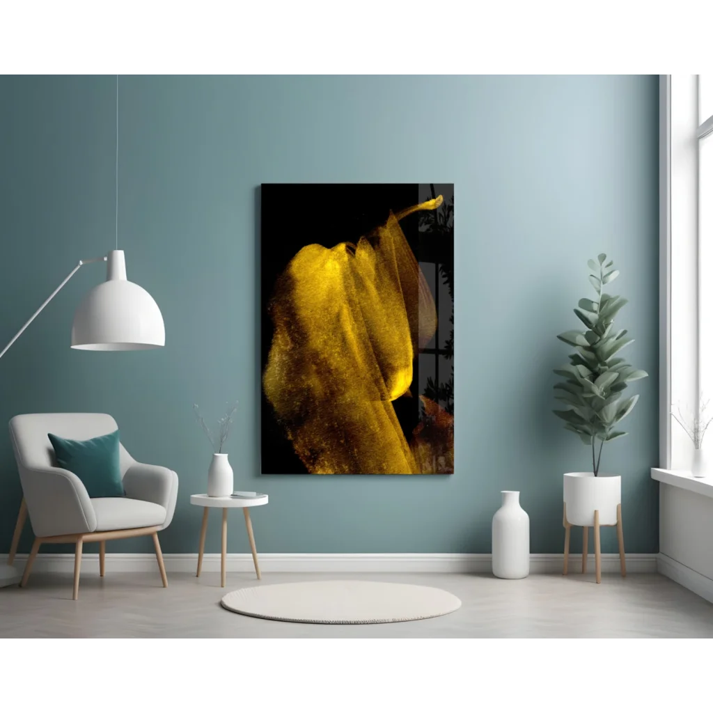 Stunning Golden Glass Wall Art That Transforms Any Room | Contemporary Home Wall Art | vintageantiquesgifts.com