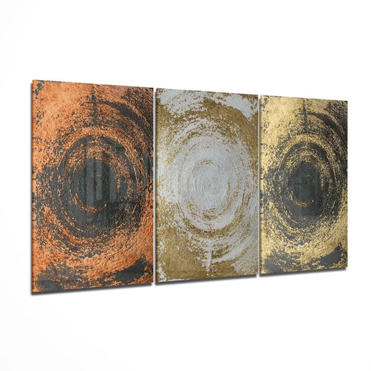 Stunning swirling abstract metal wall art in gold tones