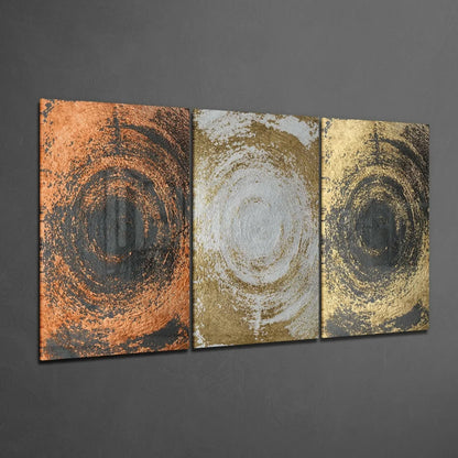 Stunning swirling abstract metal wall art in gold, silver, copper tones