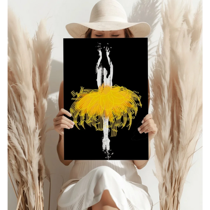 Vibrant yellow tutu ballerina aluminum wall art print poster