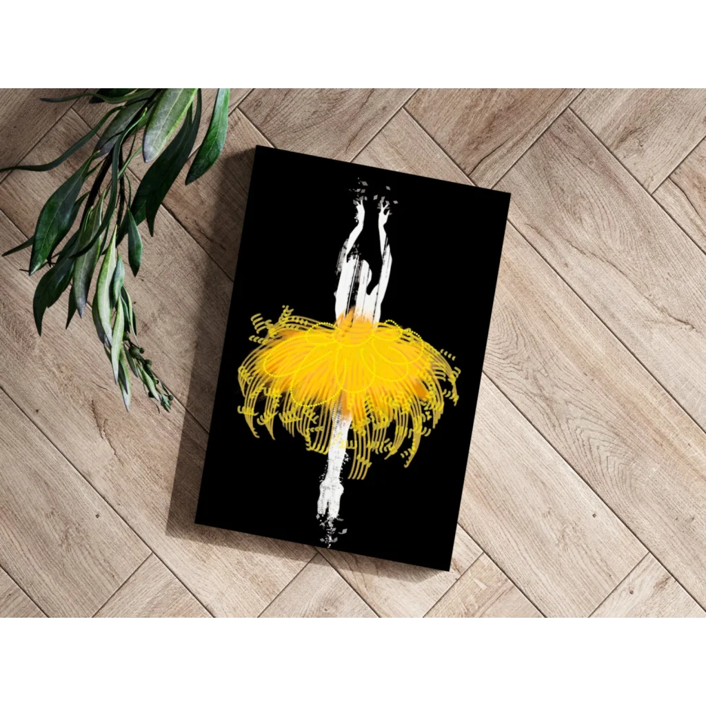 Yellow tutu ballerina on aluminum wall art print
