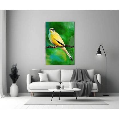 Stunning Yellow Bird Glass Wall Art for Your Home | Modern Wall Art Decor | vintageantiquesgifts.com