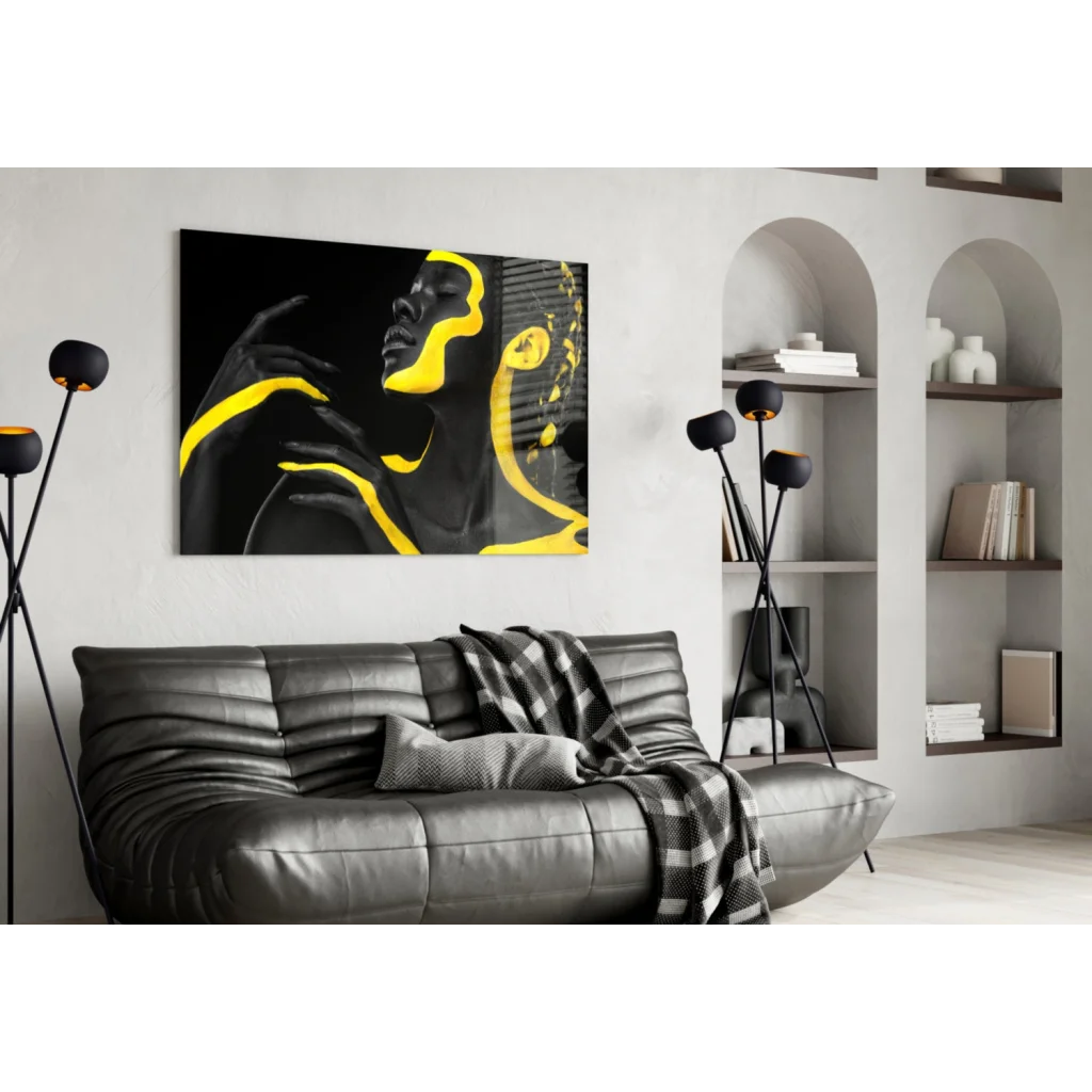 Bold Yellow Abstract Portrait Canvas Wall Art | Contemporary Home Wall Art | vintageantiquesgifts.com