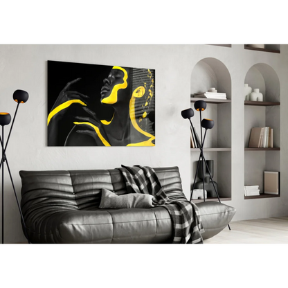 Bold Yellow Abstract Portrait Canvas Wall Art | Contemporary Home Wall Art | vintageantiquesgifts.com