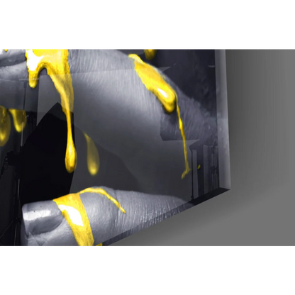 Golden drip wall art canvas in black and gold