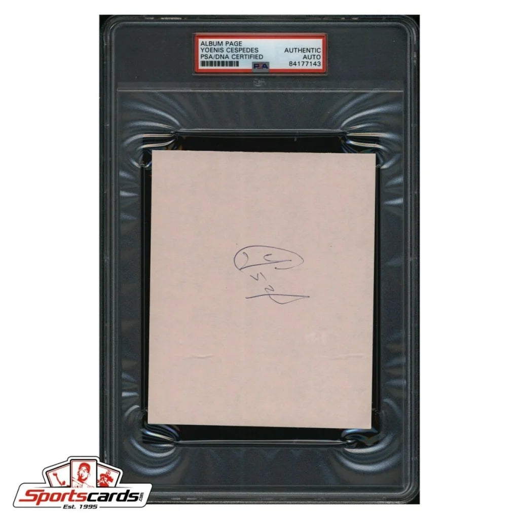 Yoenis Cespedes MLB signed cut in DNA authentic black plastic holder