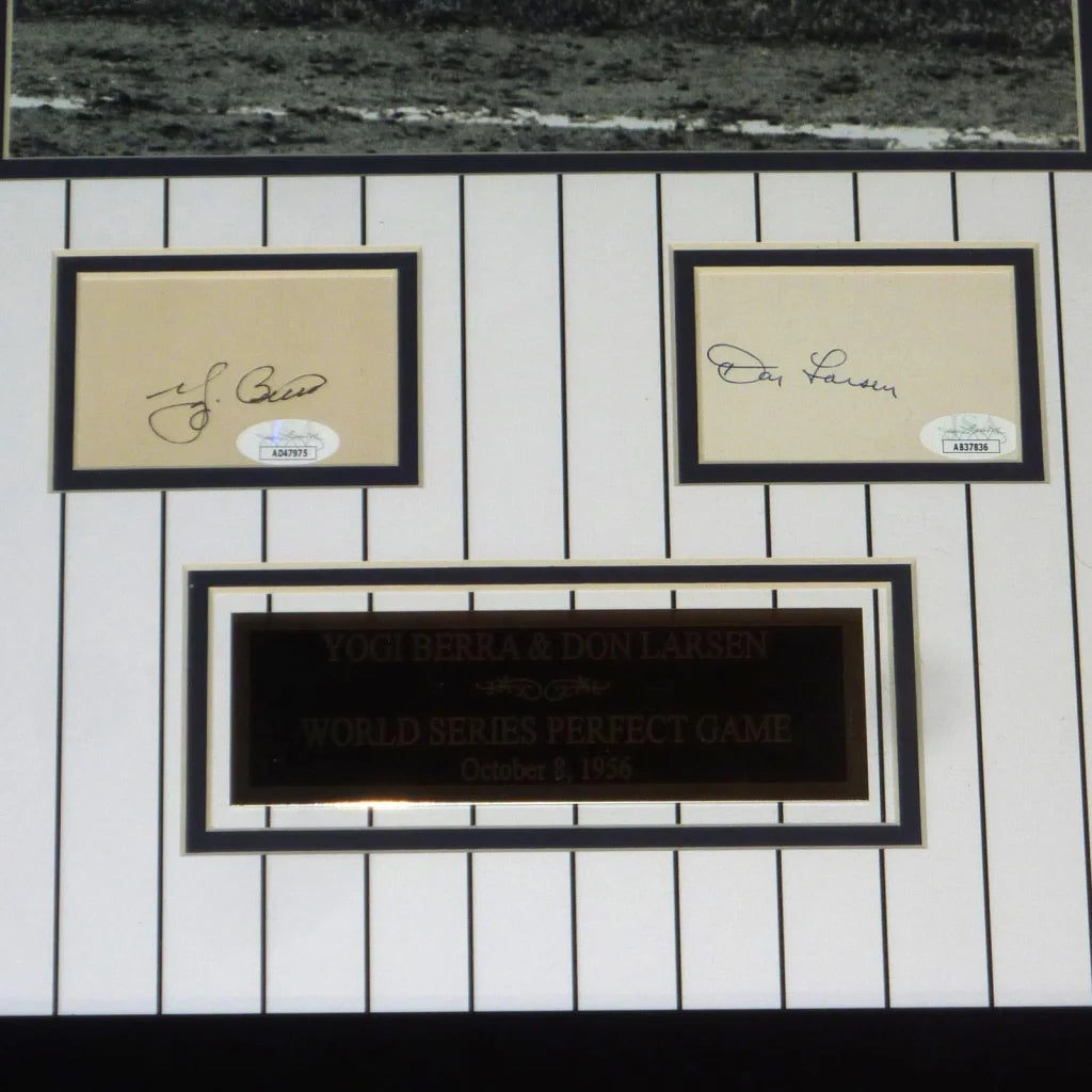 Yogi Berra Don Larsen signed Yankees WS perfect game deluxe framed 11x14 photo