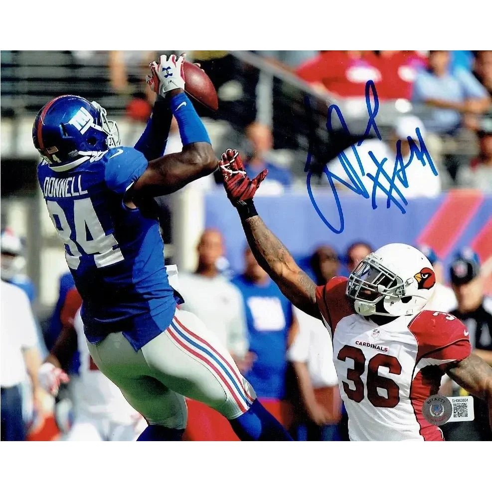 York Giants autographed 8x10 photo of two players in action shot for fans