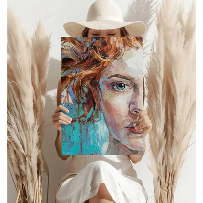 Fiery Red Hair Abstract Woman Insigne Aluminum Prints | Contemporary Home Wall Art | vintageantiquesgifts.com