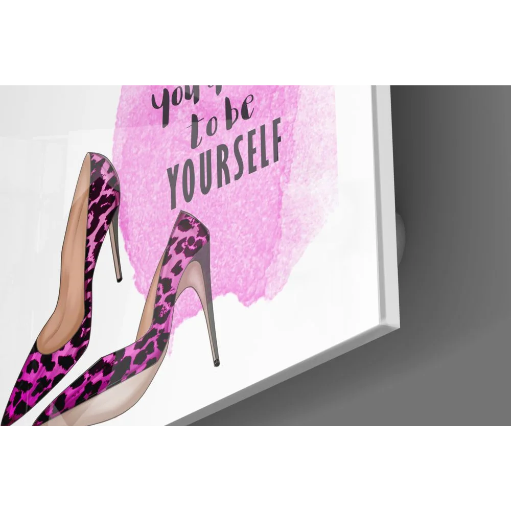 Purple Leopard Heel Tempered Glass Art Print | Glass Wall Art Print | vintageantiquesgifts.com