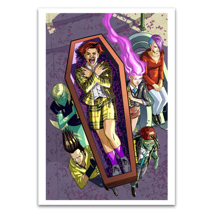 Animated characters carrying a coffin from YUNGBLUD Twisted Tales Deluxe Edition featuring Annapaola Martello and Butch Mapa