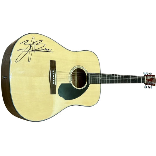 Zach Bryan autographed natural acoustic guitar with 3fb signature