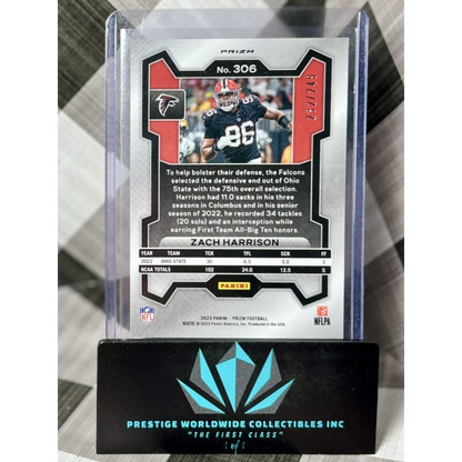 Zach Harrison gold framed card from Prestige Worldwide Collectibles