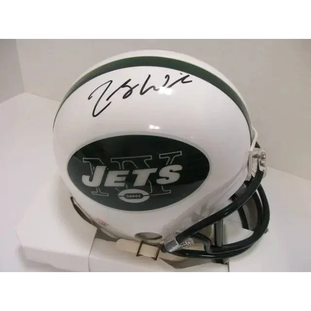 White New York Jets autographed mini football helmet with Zach Wilson signature