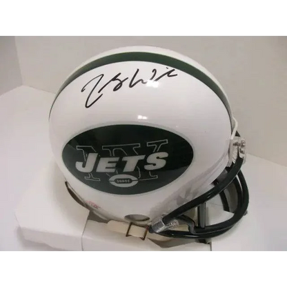 White New York Jets autographed mini football helmet with Zach Wilson signature