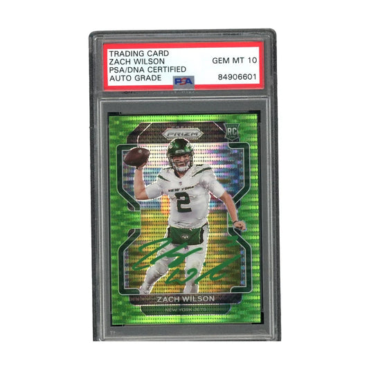 Gem Mint Zach Wilson autographed holographic football card