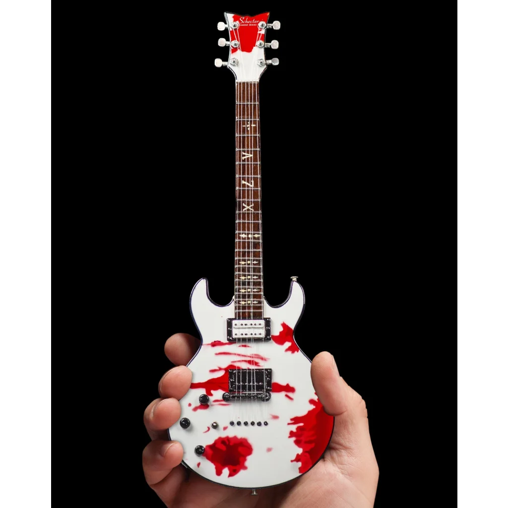 Mini Zacky Vengeance Blood Splat Axe Heaven guitar replica with skull design