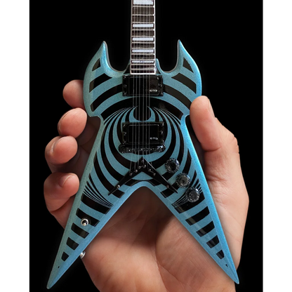 Zakk Wylde Warhammer Pelham Blue Axe Heaven® mini guitar replica with swirling blue black design