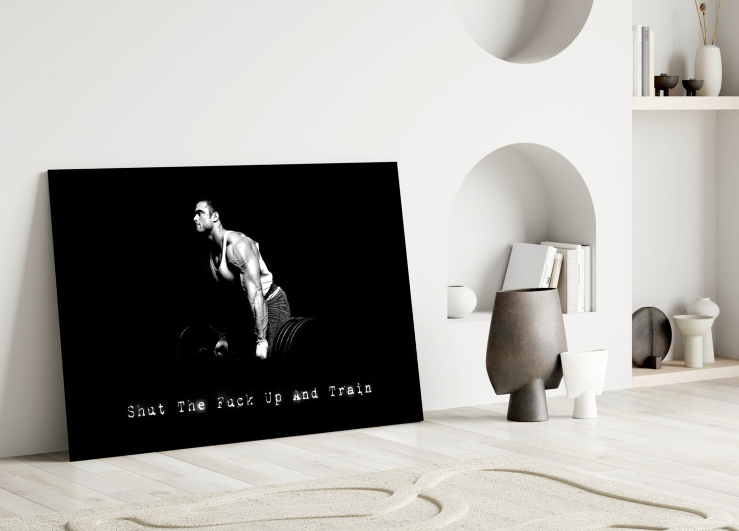 Black And White Pull Up Athlete Gym Glass Wall Art