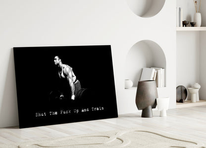 Black And White Pull Up Athlete Gym Glass Wall Art