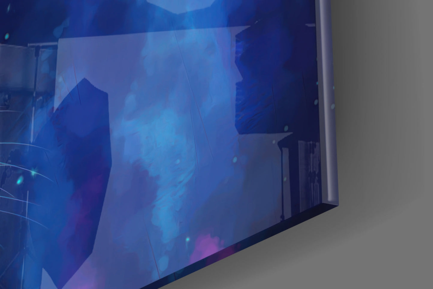 Neon Nebula Blue Lioness Glass Wall Art