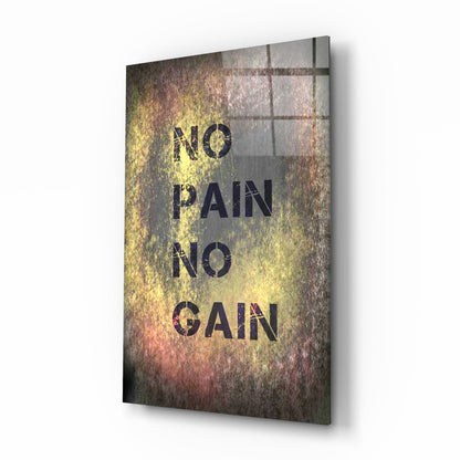 Golden Grunge No Pain No Gain Glass Wall Art