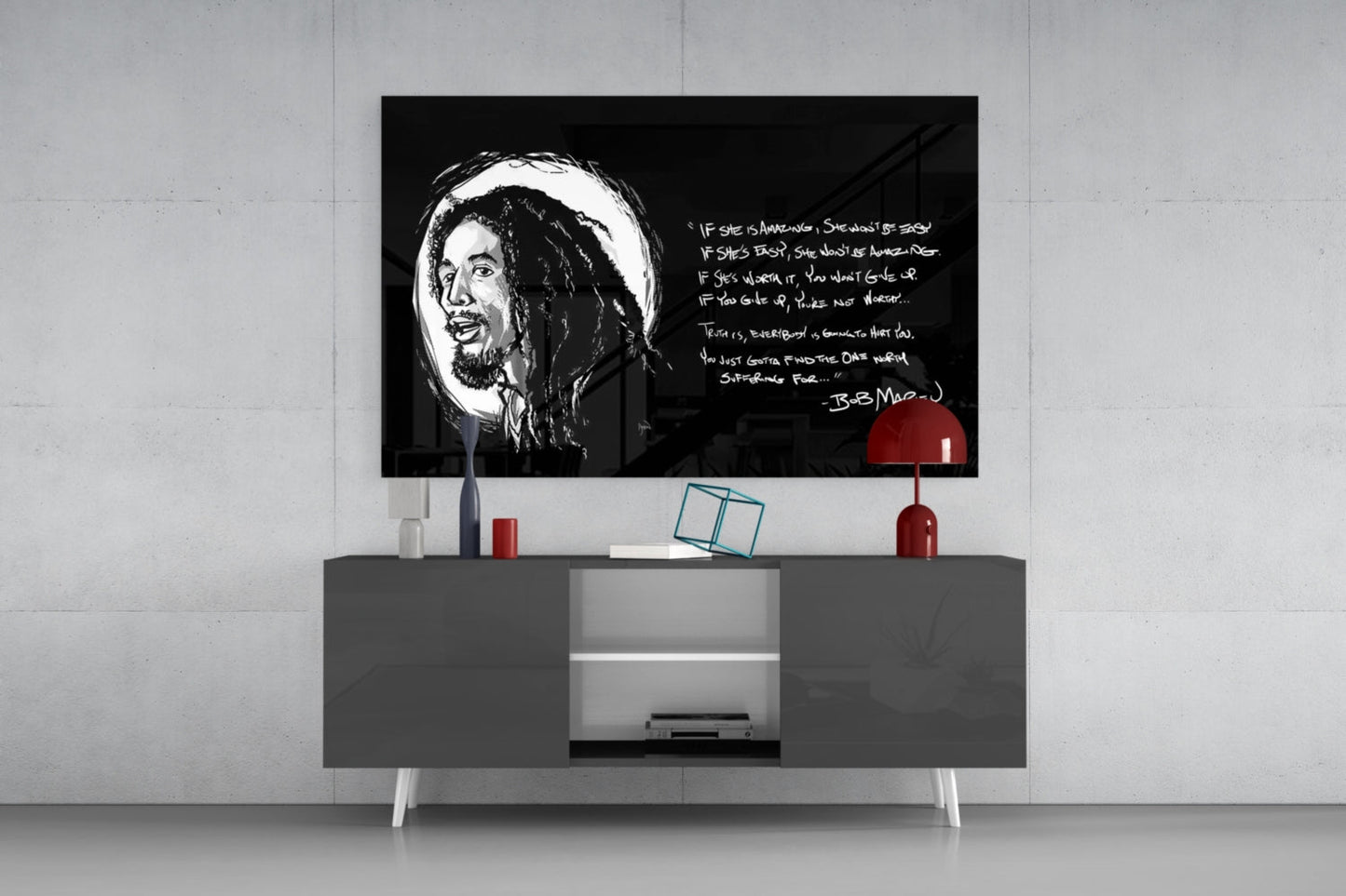 Reggae Rasta Quote Glass Wall Art