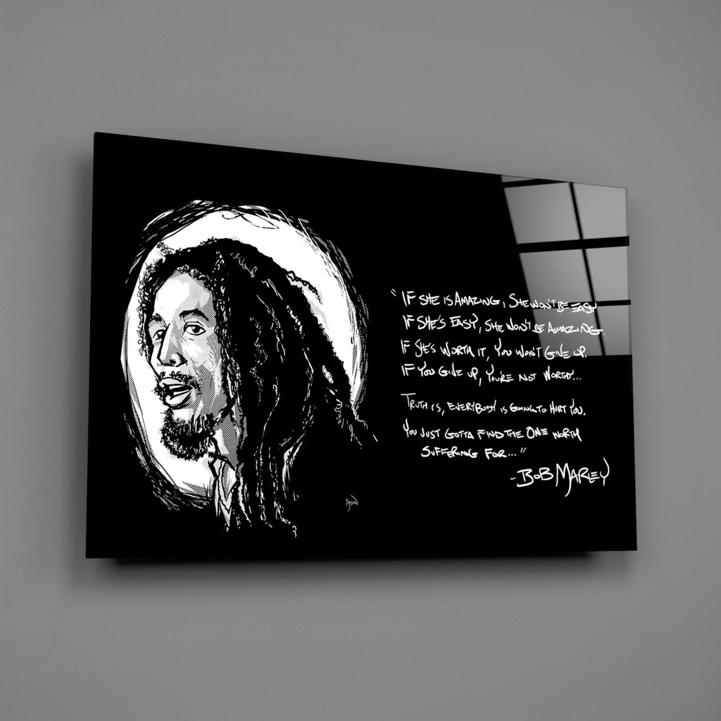 Reggae Rasta Quote Glass Wall Art