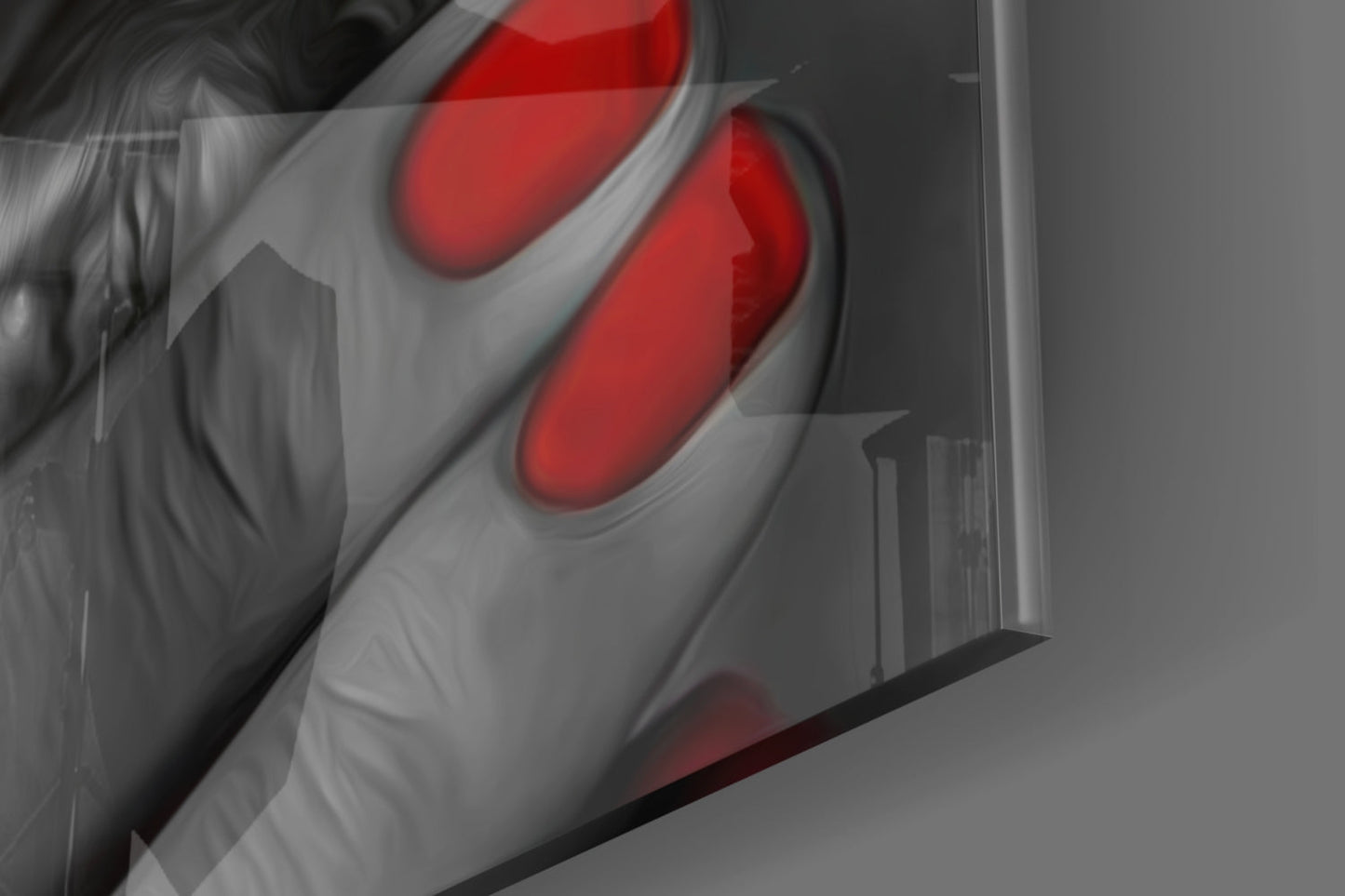Red Nails Holding Burning Cash Glass Wall Art