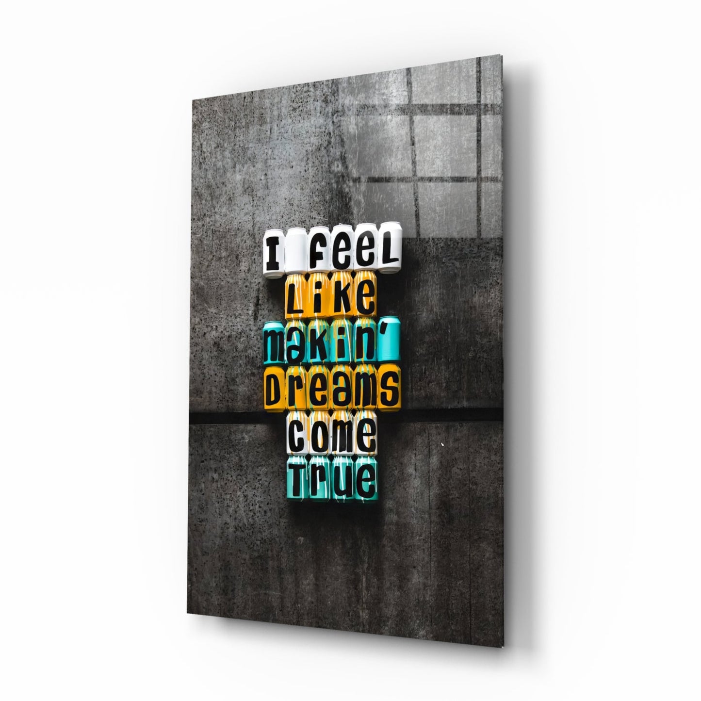 Makin Dreams Come True Letter Blocks Glass Wall Art