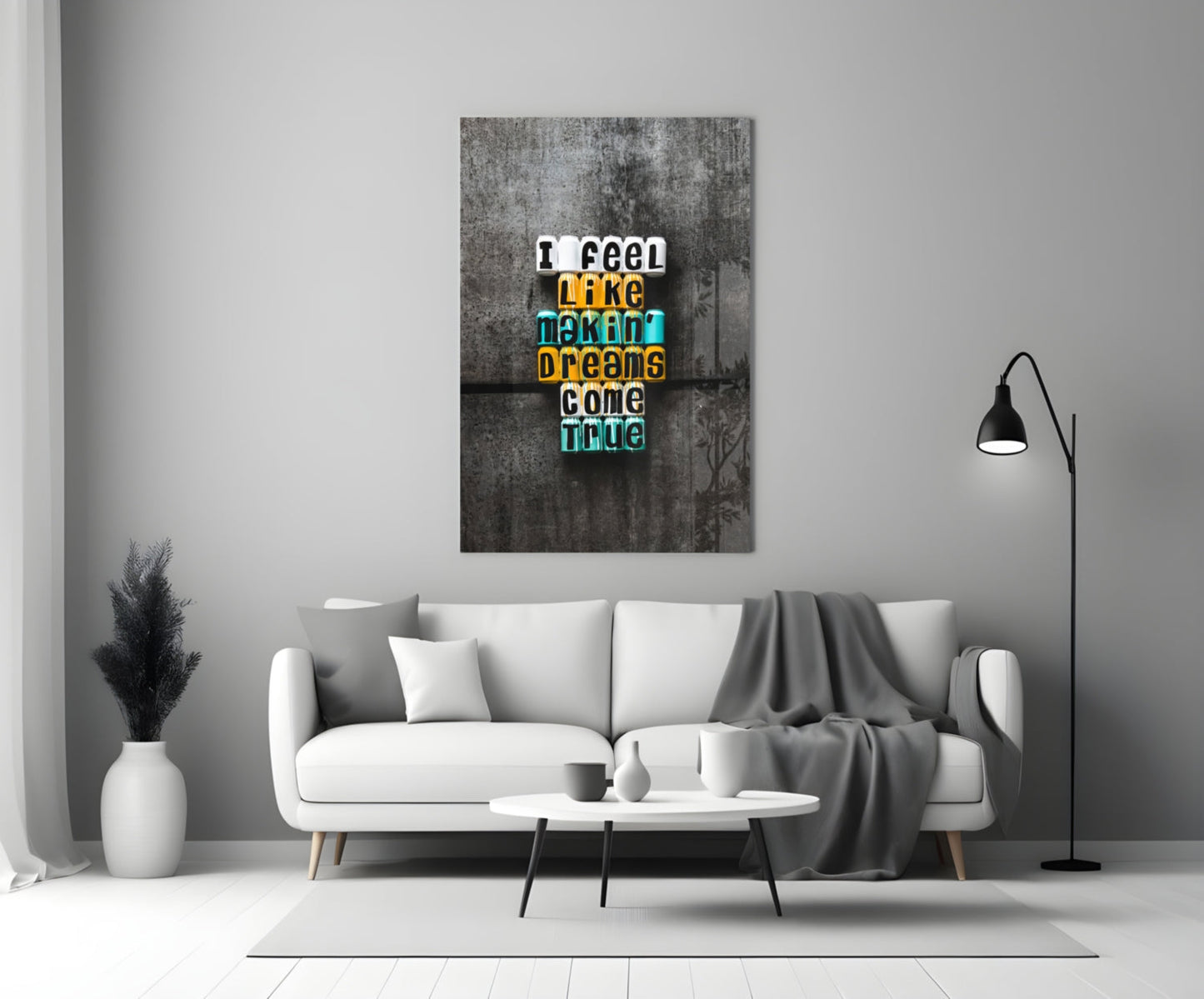 Makin Dreams Come True Letter Blocks Glass Wall Art