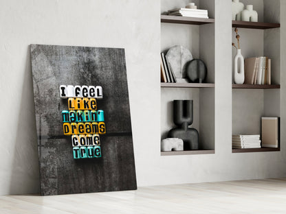 Makin Dreams Come True Letter Blocks Glass Wall Art