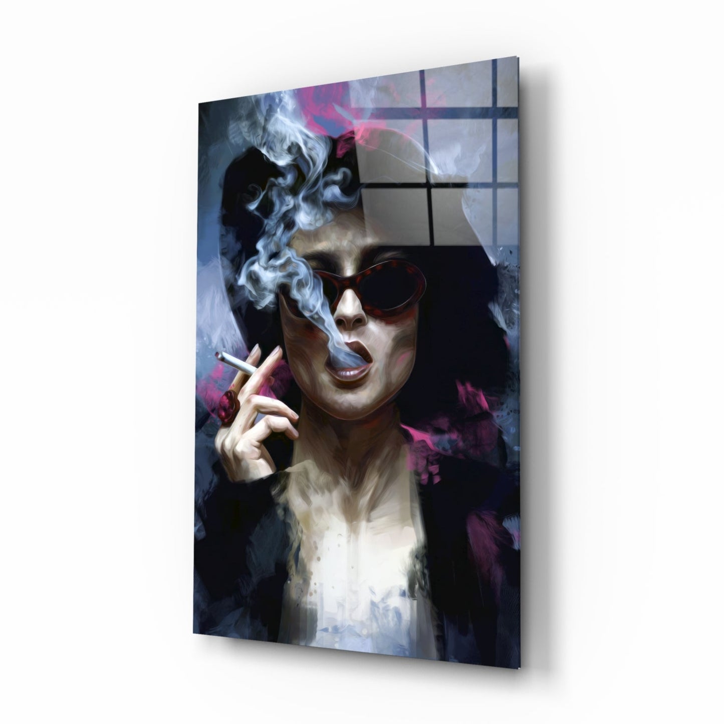 Smoking Rebel Muse Glass Wall Art