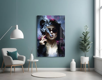 Smoking Rebel Muse Glass Wall Art
