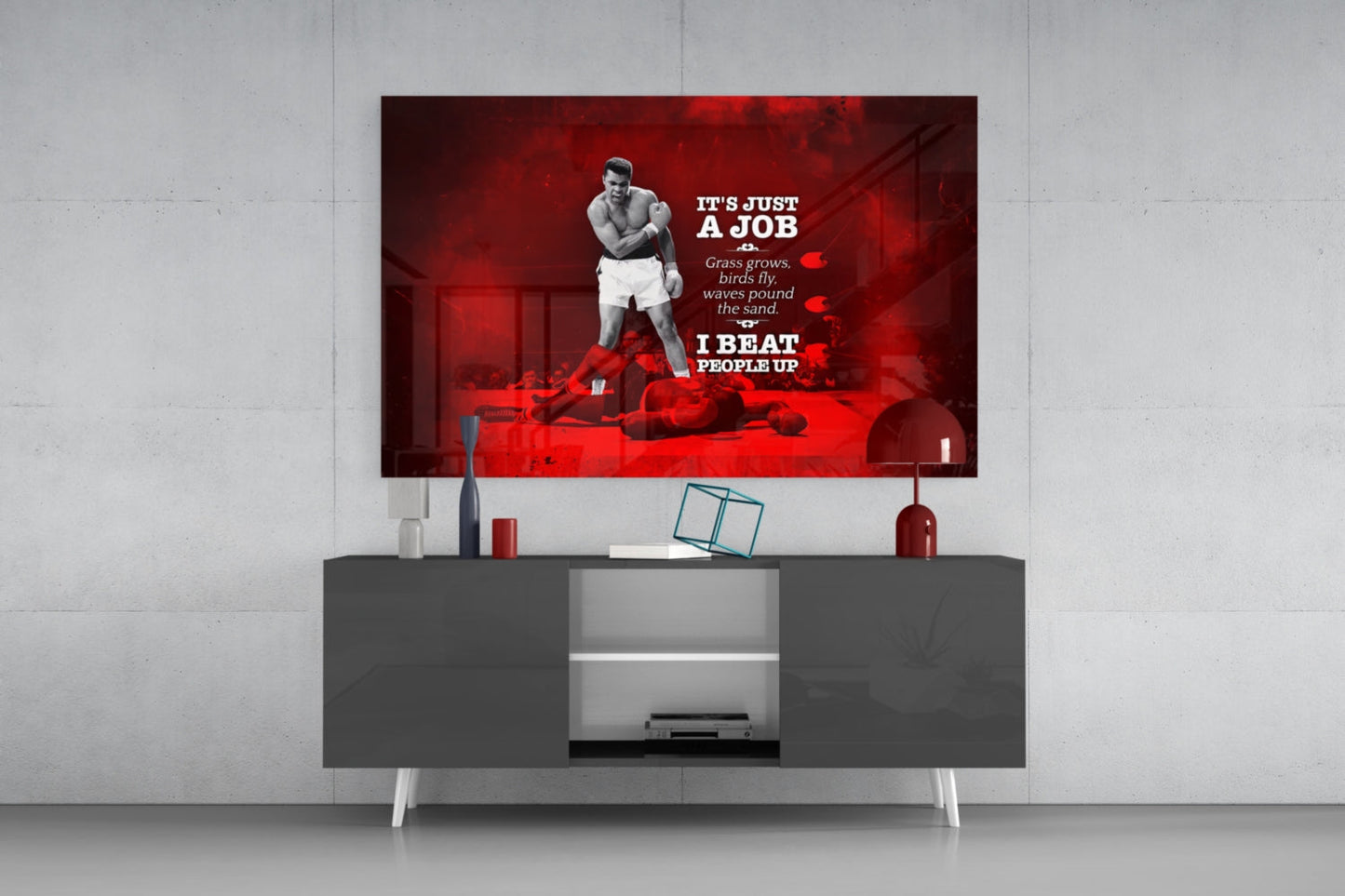 Crimson Boxer Quote Poster Glass Wall Art