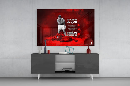 Crimson Boxer Quote Poster Glass Wall Art