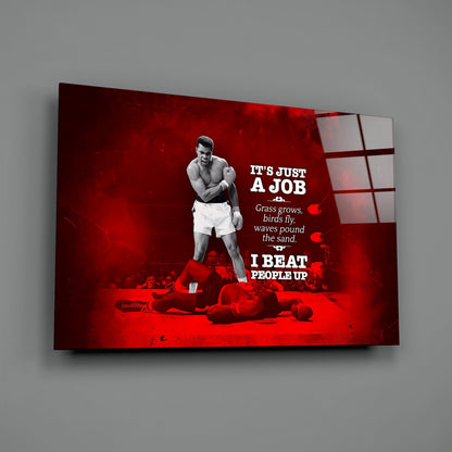 Crimson Boxer Quote Poster Glass Wall Art