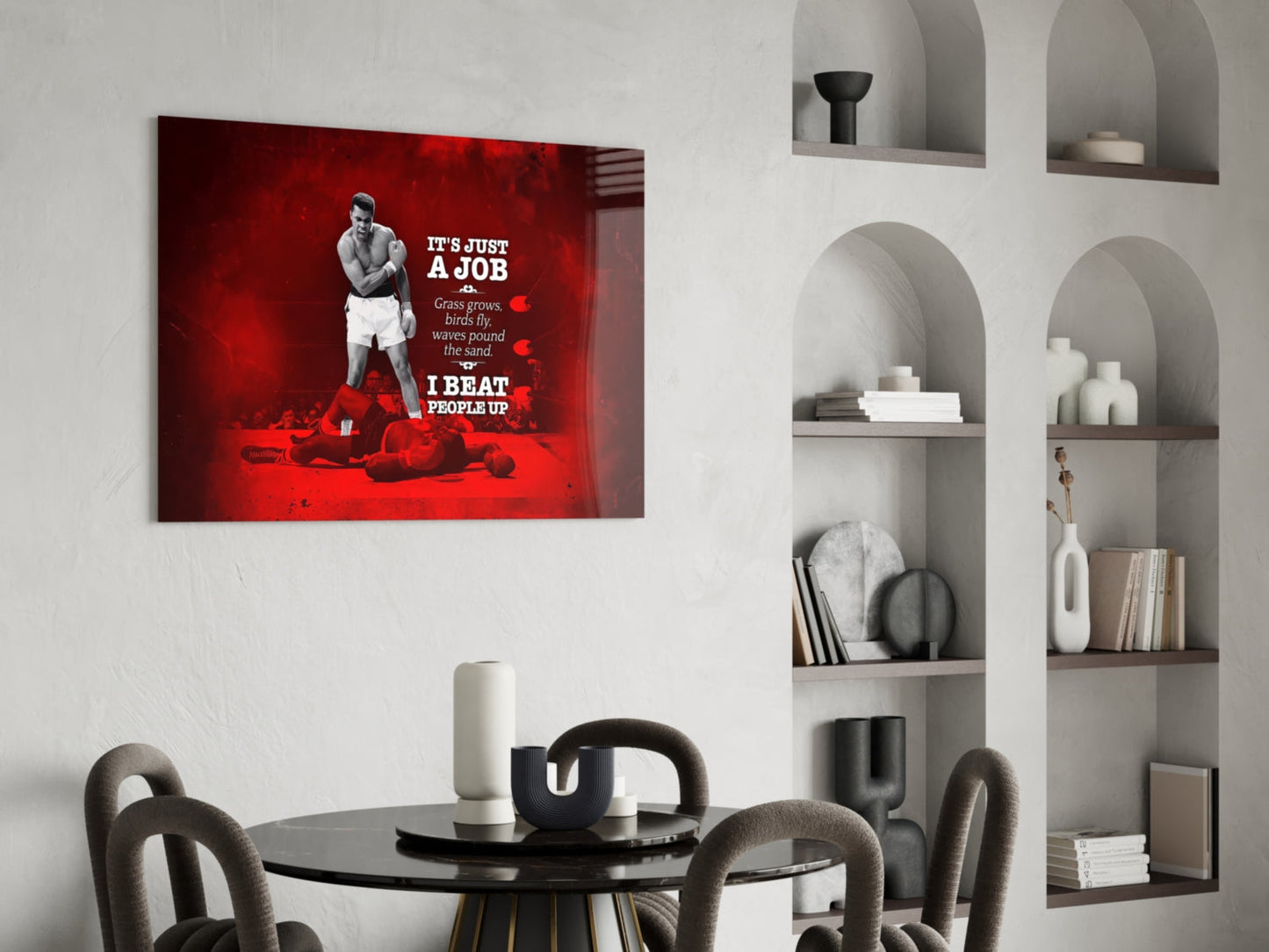 Crimson Boxer Quote Poster Glass Wall Art