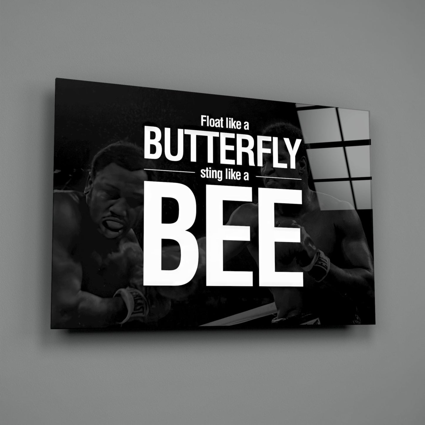Butterfly And Bee Typography Glass Wall Art