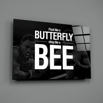 Butterfly And Bee Typography Glass Wall Art