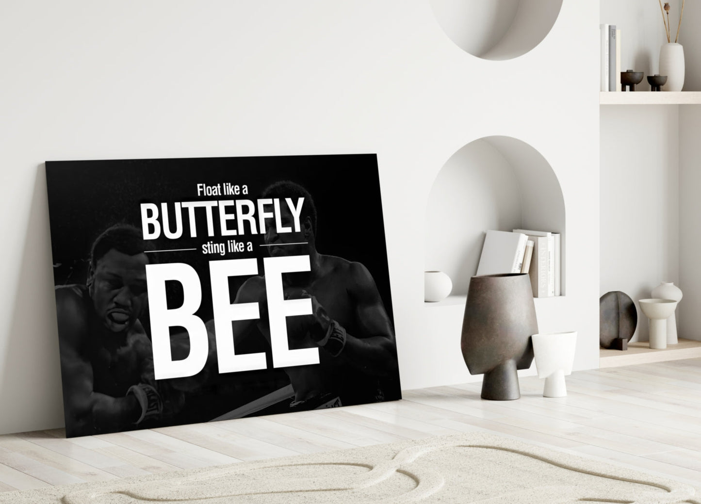 Butterfly And Bee Typography Glass Wall Art