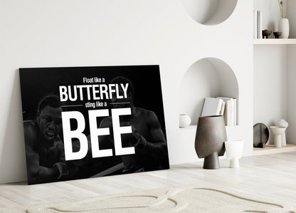 Butterfly And Bee Typography Glass Wall Art